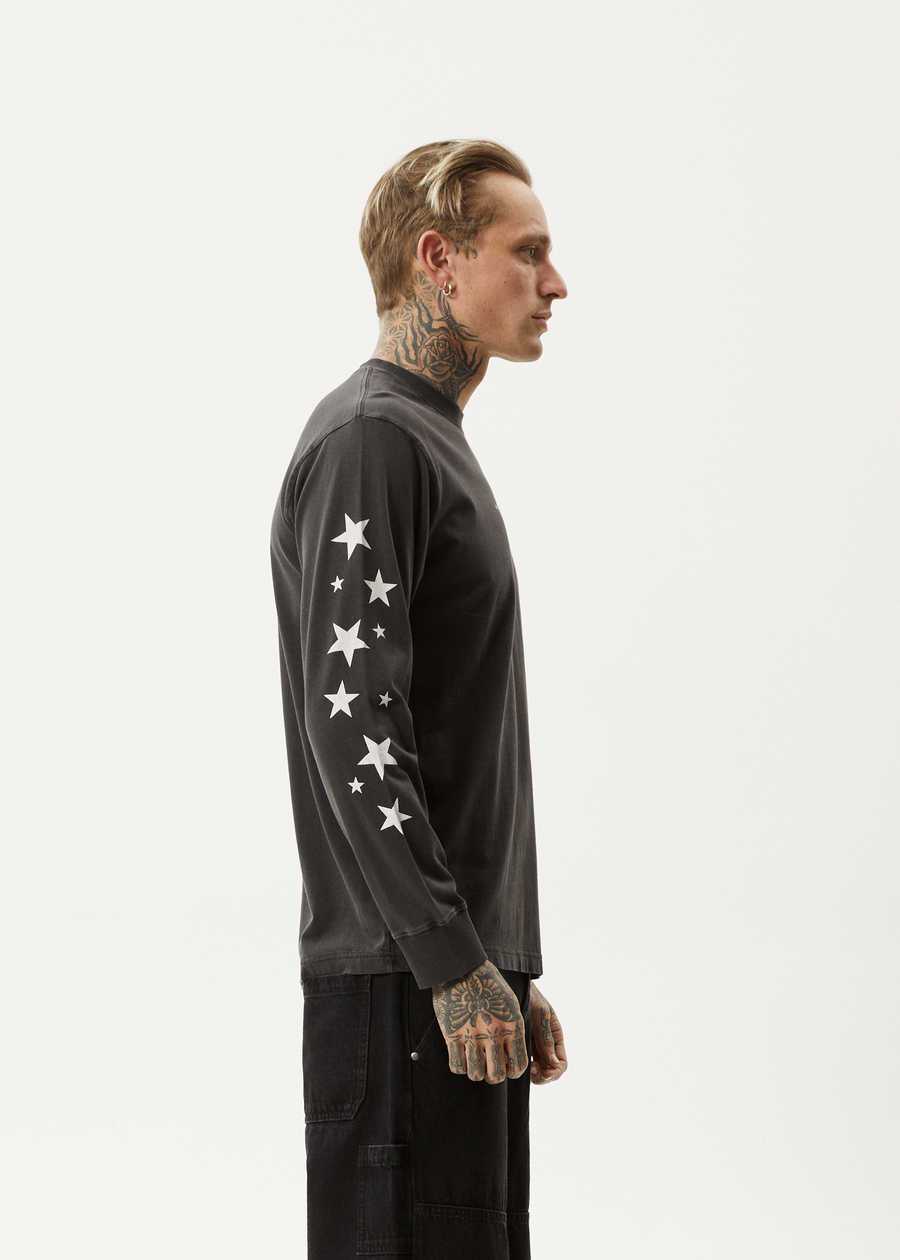 AFENDS Mens High Utility - Long Sleeve Tee - Stone Black