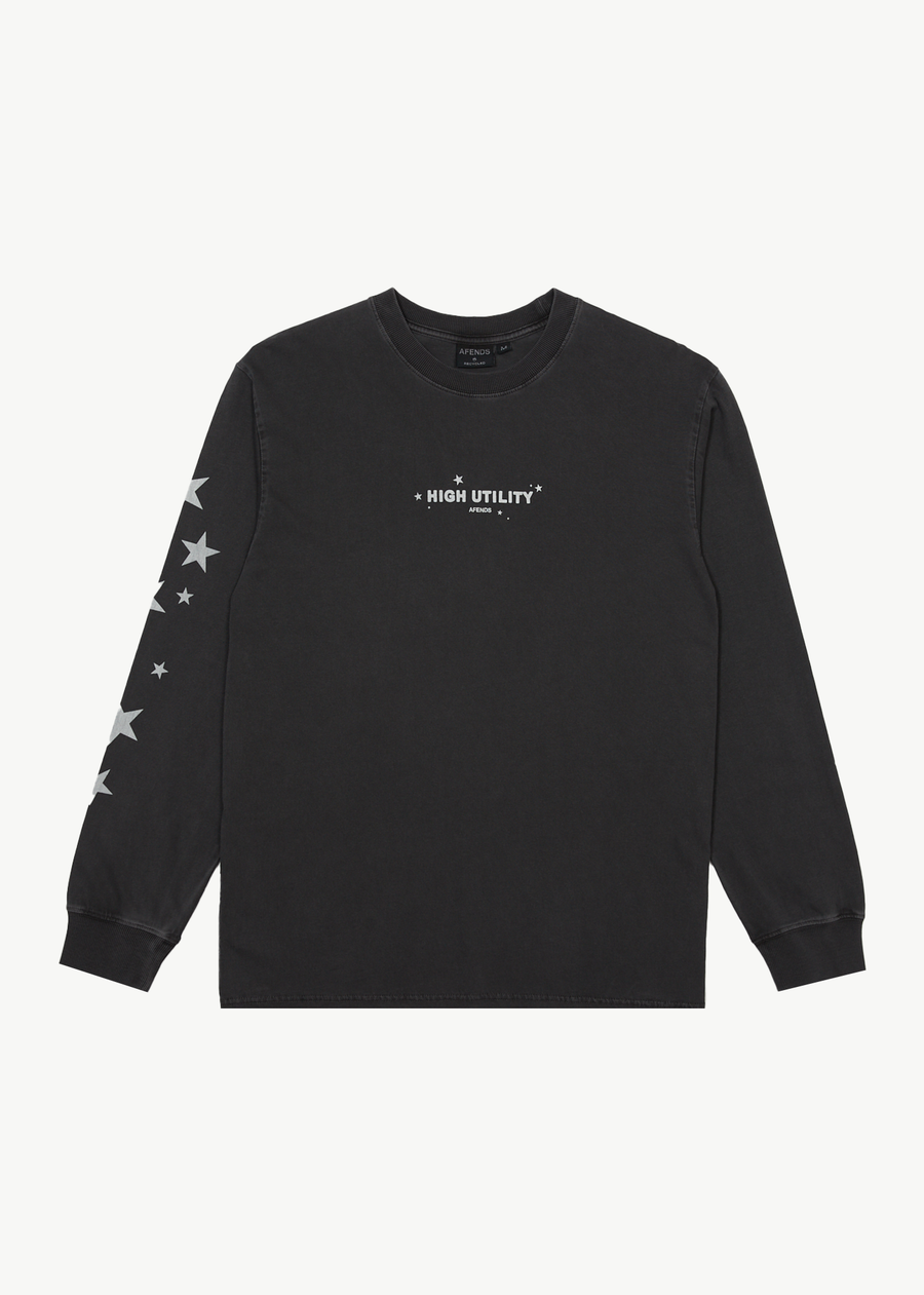 AFENDS Mens High Utility - Long Sleeve Tee - Stone Black