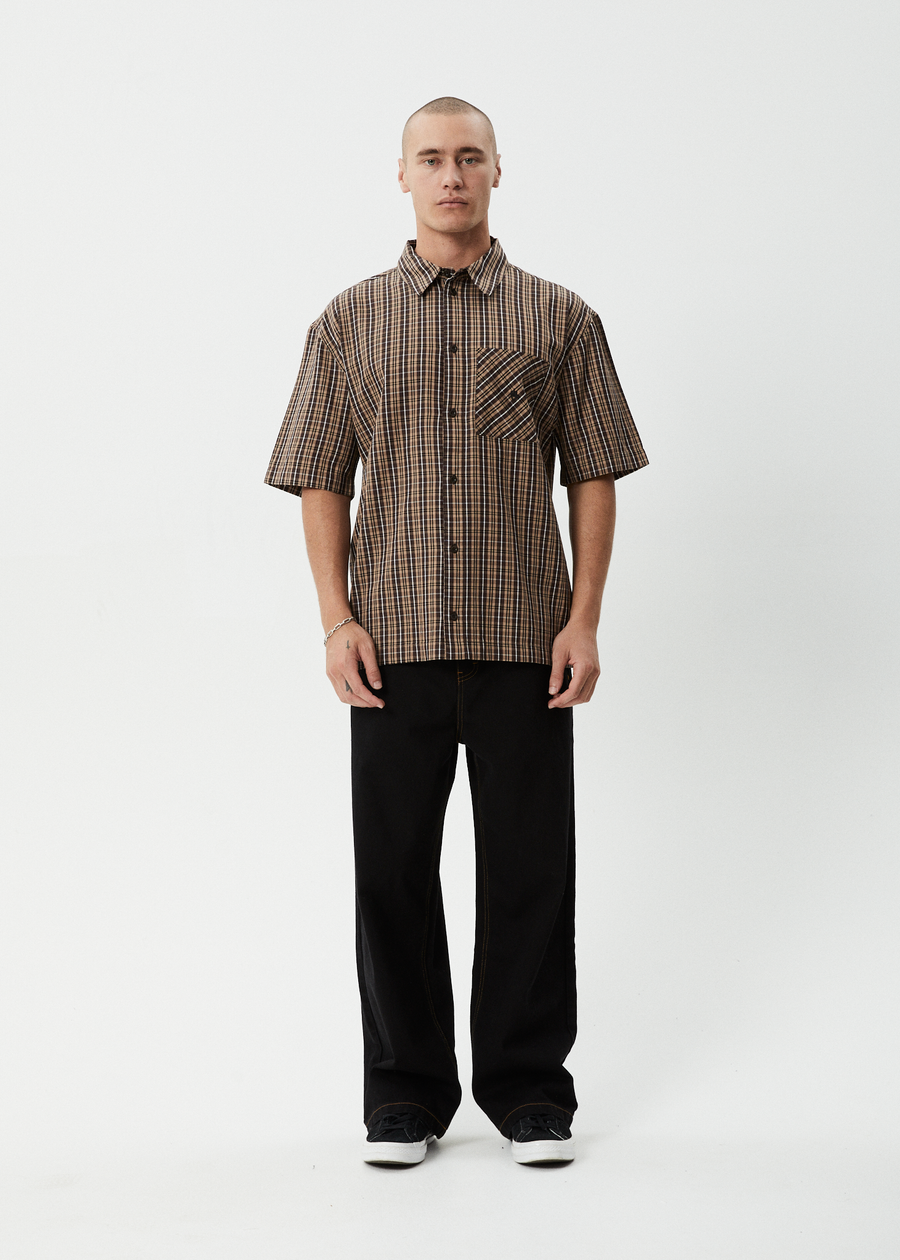 AFENDS Mens Hometown - Short Sleeve Shirt - Coffee