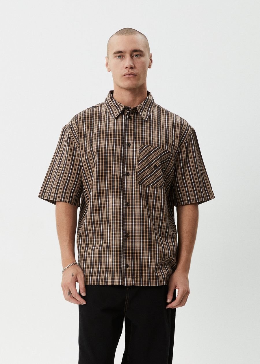 AFENDS Mens Hometown - Short Sleeve Shirt - Coffee
