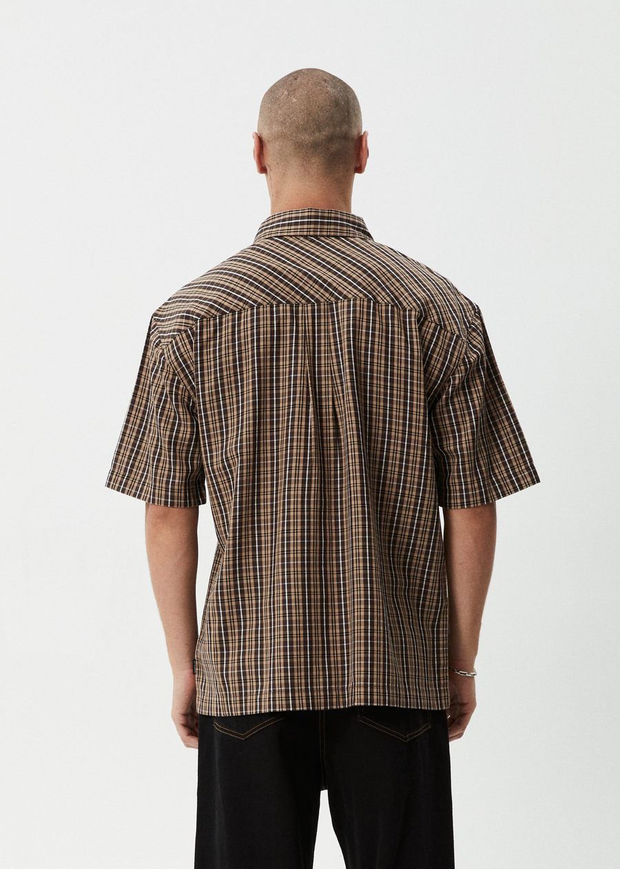 AFENDS Mens Hometown - Short Sleeve Shirt - Coffee