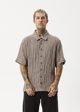 AFENDS Mens Base - Short Sleeve Shirt - Coffee Check - Afends mens base   short sleeve shirt   coffee check