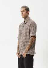 AFENDS Mens Base - Short Sleeve Shirt - Coffee Check - Afends mens base   short sleeve shirt   coffee check