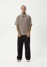 AFENDS Mens Base - Short Sleeve Shirt - Coffee Check - Afends mens base   short sleeve shirt   coffee check