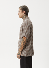 AFENDS Mens Base - Short Sleeve Shirt - Coffee Check - Afends mens base   short sleeve shirt   coffee check