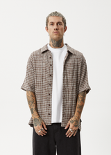 AFENDS Mens Base - Short Sleeve Shirt - Coffee Check - Afends mens base   short sleeve shirt   coffee check
