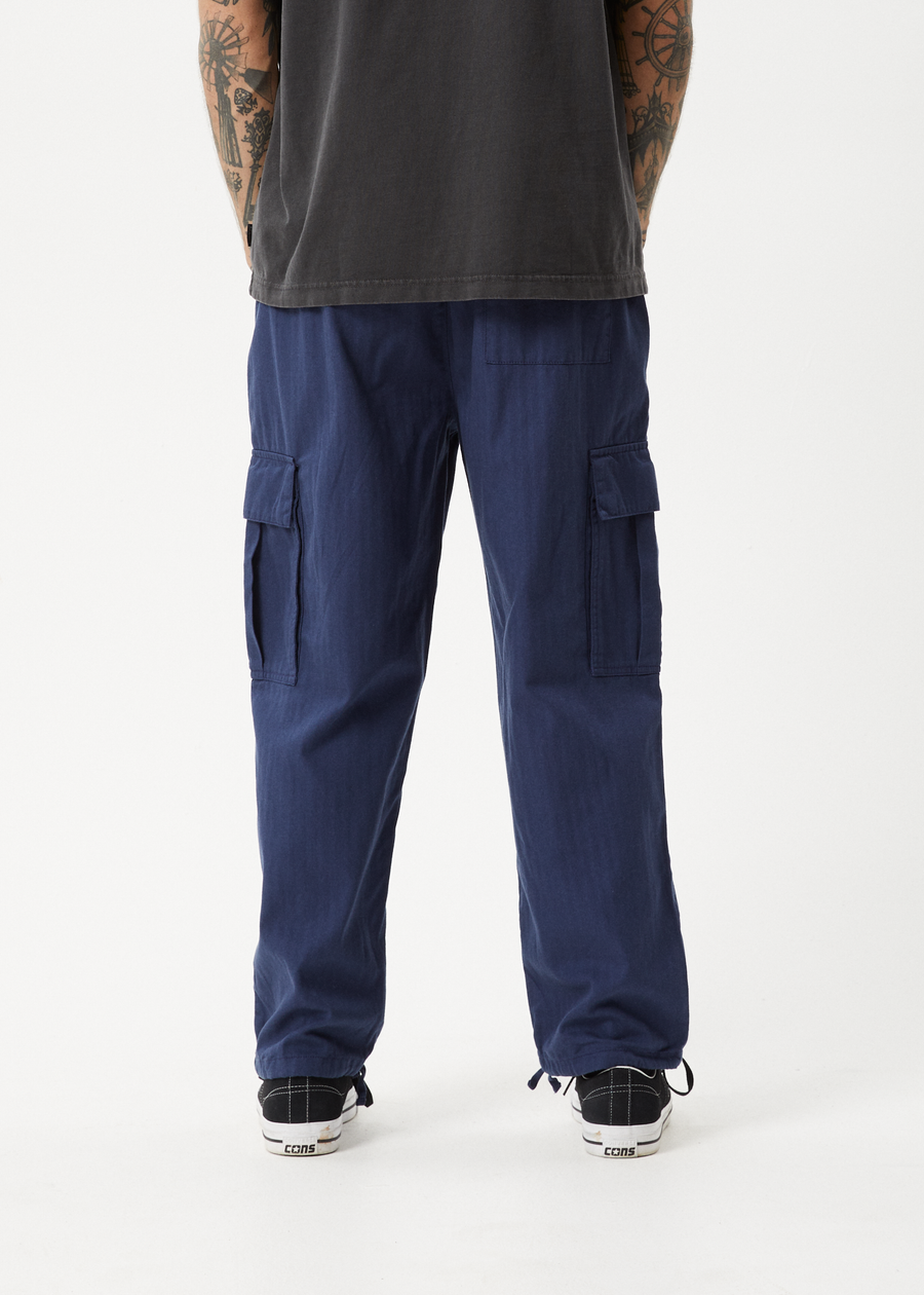 AFENDS Mens Atlas - Herringbone Cargo Pant - Navy