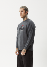 AFENDS Mens Let It Grow - Raglan Knit - Charcoal - Afends mens let it grow   raglan knit   charcoal 