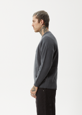 AFENDS Mens Let It Grow - Raglan Knit - Charcoal - Afends mens let it grow   raglan knit   charcoal 