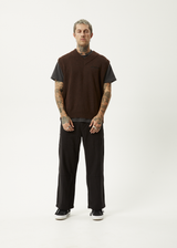 AFENDS Mens Gothic - Knit Vest - Coffee - Afends mens gothic   knit vest   coffee 