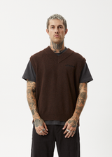 AFENDS Mens Gothic - Knit Vest - Coffee - Afends mens gothic   knit vest   coffee 