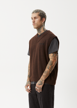 AFENDS Mens Gothic - Knit Vest - Coffee - Afends mens gothic   knit vest   coffee 