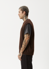 AFENDS Mens Gothic - Knit Vest - Coffee - Afends mens gothic   knit vest   coffee 