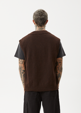 AFENDS Mens Gothic - Knit Vest - Coffee - Afends mens gothic   knit vest   coffee 