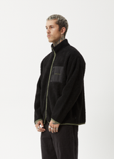 AFENDS Mens Arctic - Fleece Zip Up Jacket - Black - Afends mens arctic   fleece zip up jacket   black 
