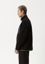 AFENDS Mens Arctic - Fleece Zip Up Jacket - Black - Afends mens arctic   fleece zip up jacket   black 