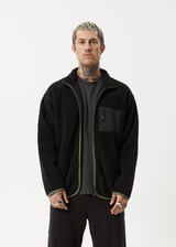 AFENDS Mens Arctic - Fleece Zip Up Jacket - Black - Afends mens arctic   fleece zip up jacket   black 