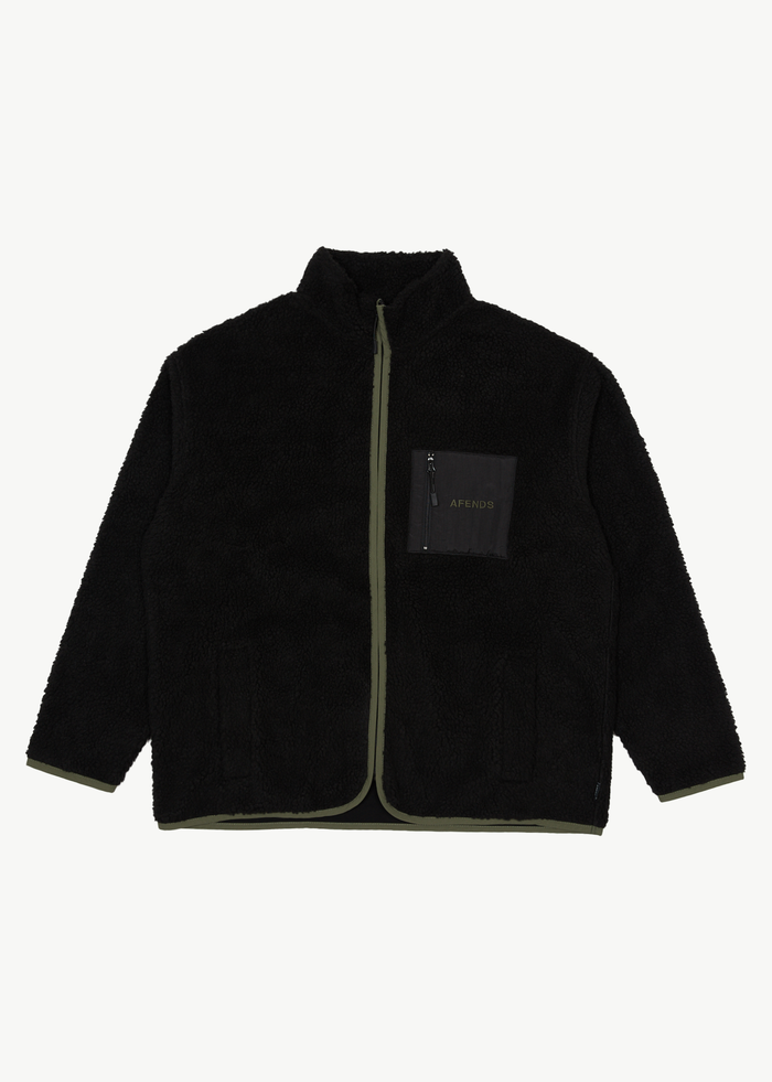 AFENDS Mens Arctic - Fleece Zip Up Jacket - Black 