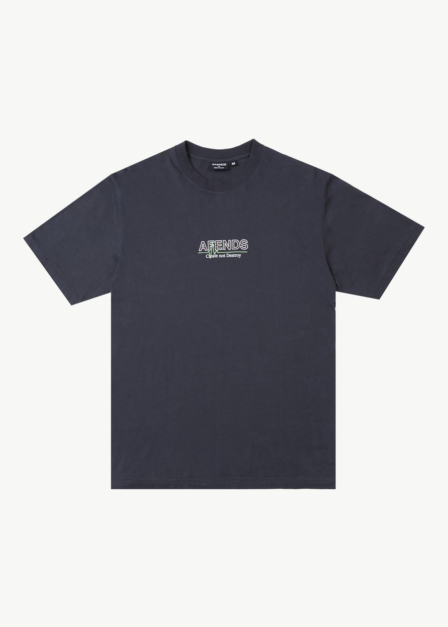 AFENDS Mens Flatline - Retro Tee - Charcoal