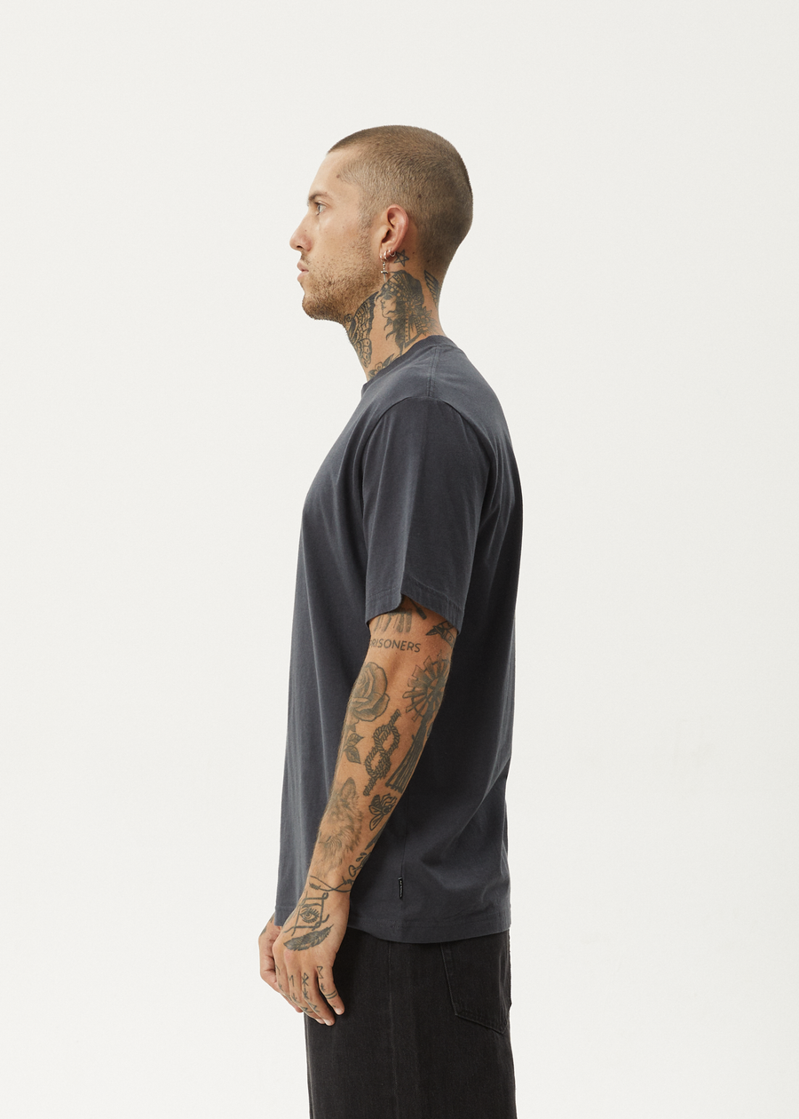 AFENDS Mens Flatline - Retro Tee - Charcoal