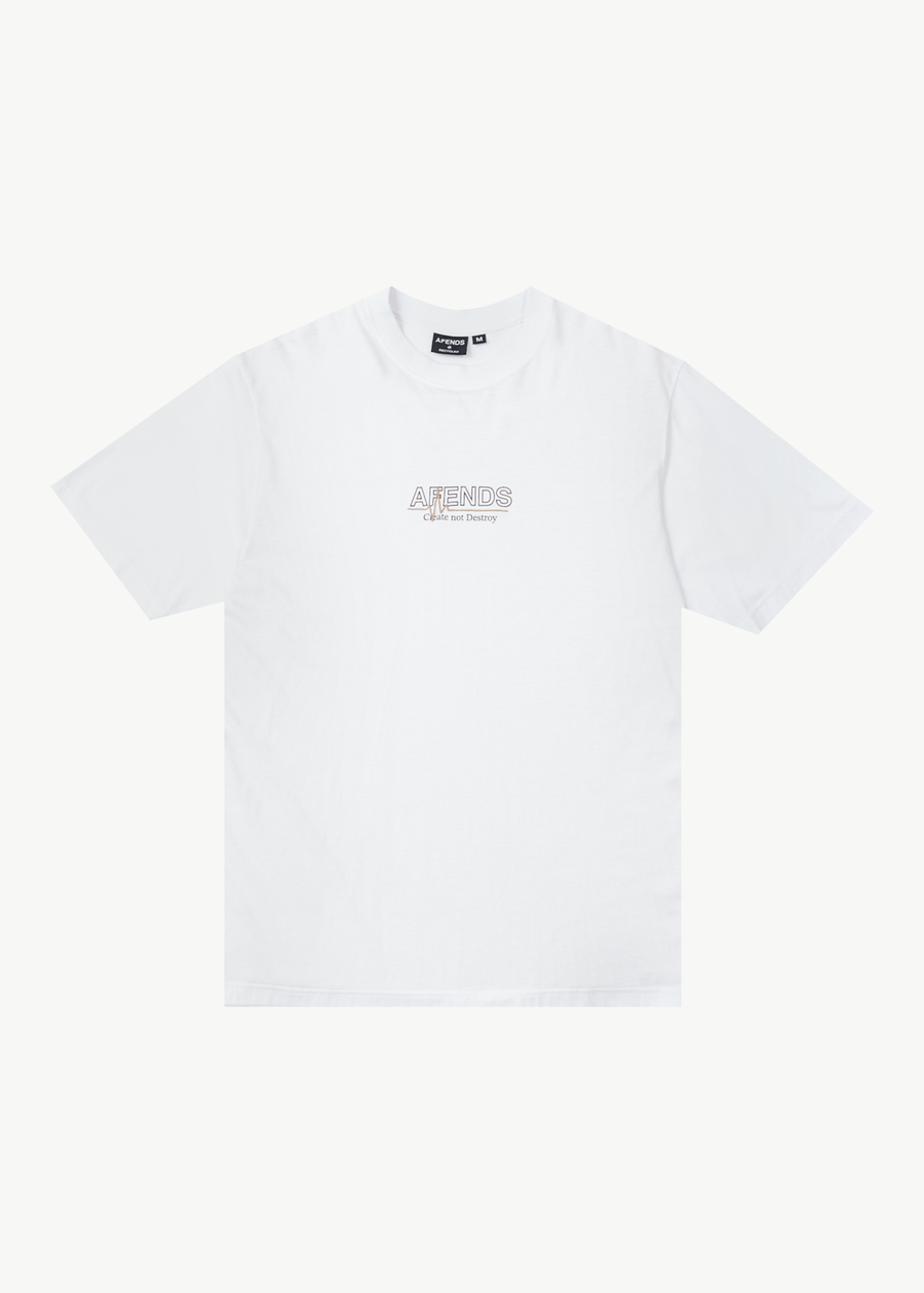 AFENDS Mens Flatline - Retro Tee - White