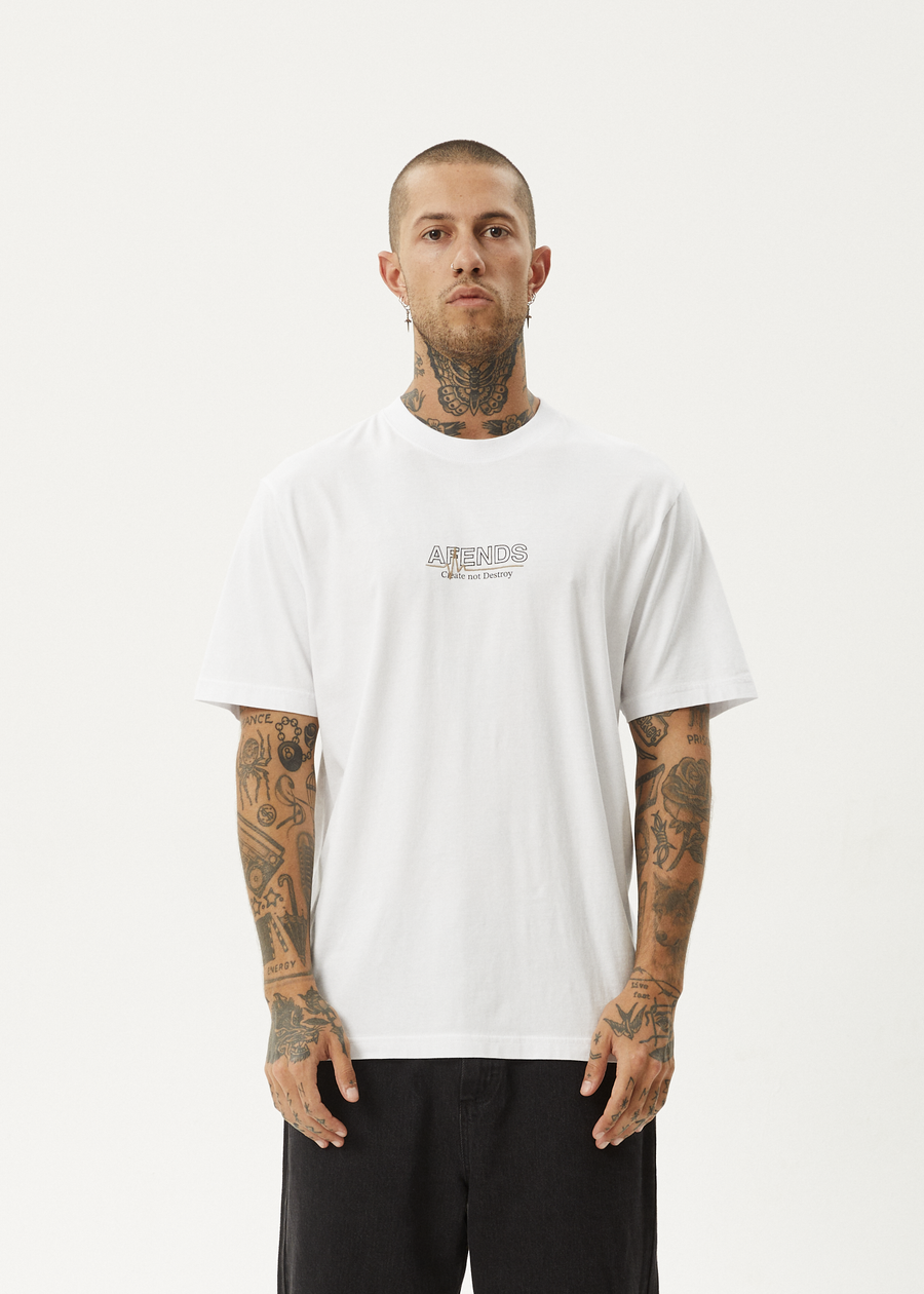 AFENDS Mens Flatline - Retro Tee - White