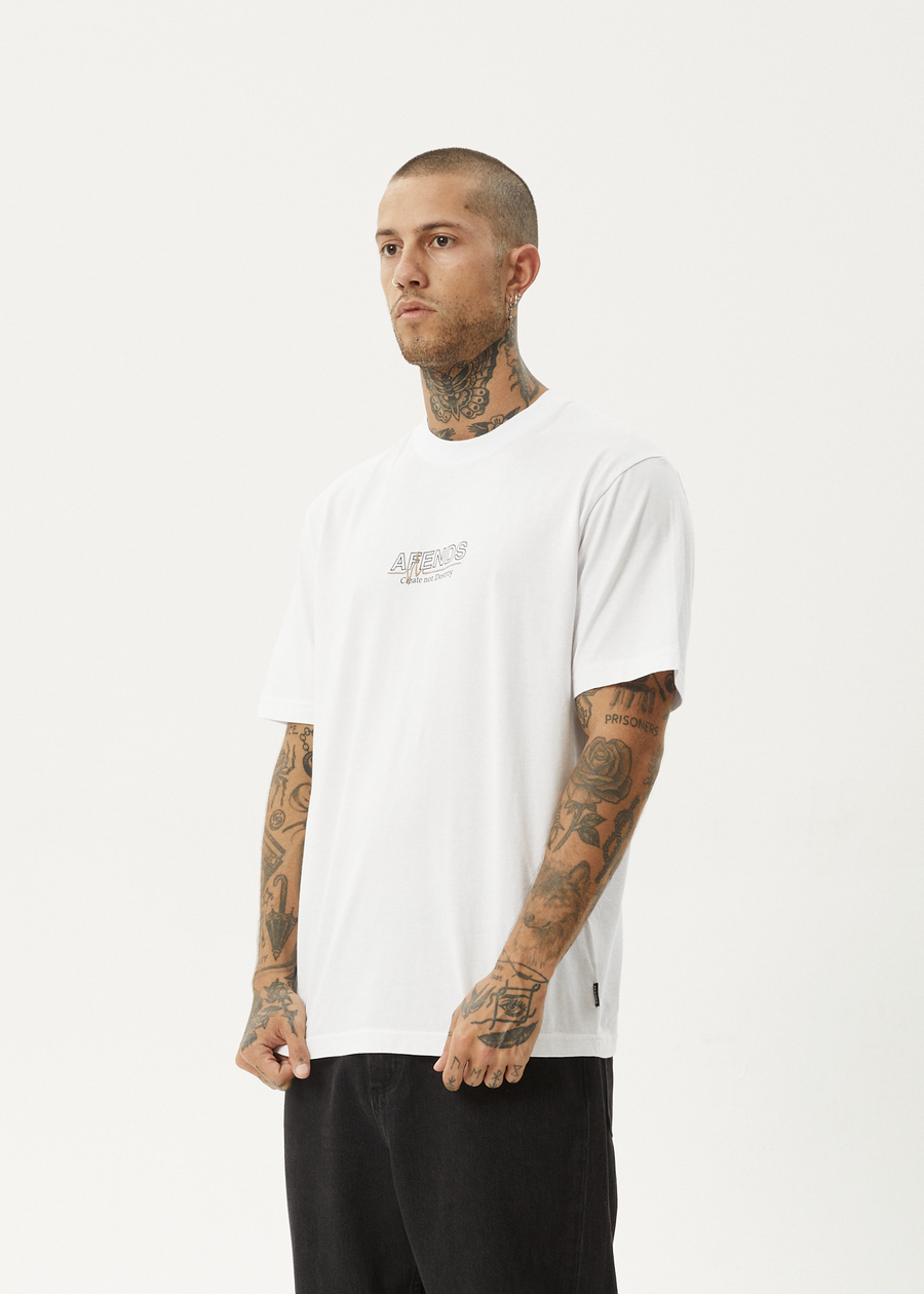 AFENDS Mens Flatline - Retro Tee - White