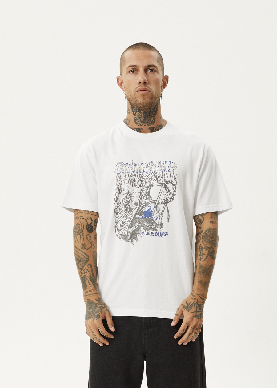 AFENDS Mens Times Up - Retro Tee - White