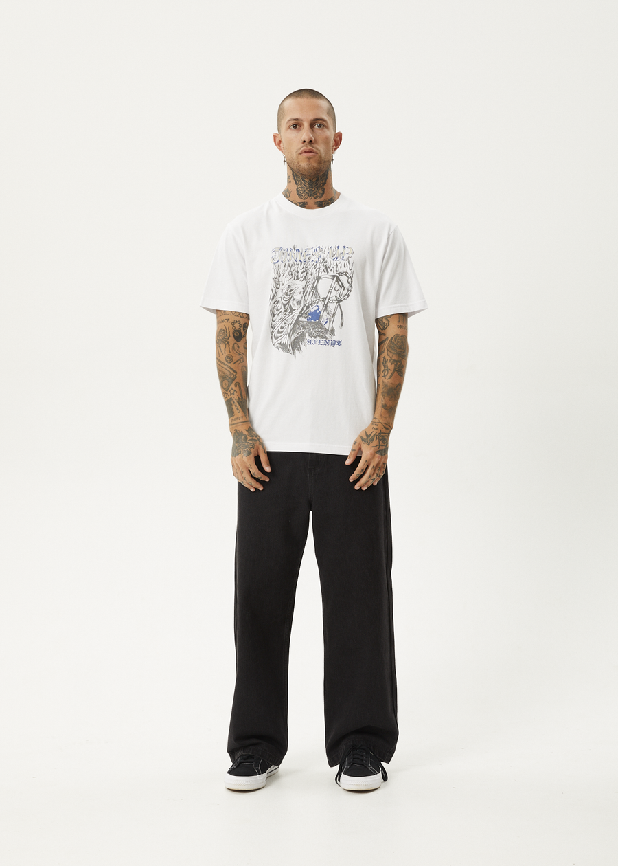 AFENDS Mens Times Up - Retro Tee - White
