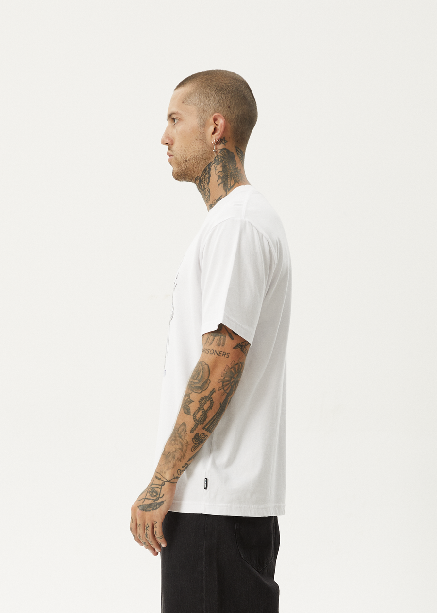 AFENDS Mens Times Up - Retro Tee - White