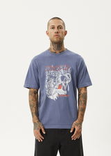 AFENDS Mens Times Up - Retro Tee - Washed Marlin - Afends mens times up   retro tee   washed marlin