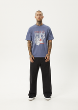 AFENDS Mens Times Up - Retro Tee - Washed Marlin - Afends mens times up   retro tee   washed marlin