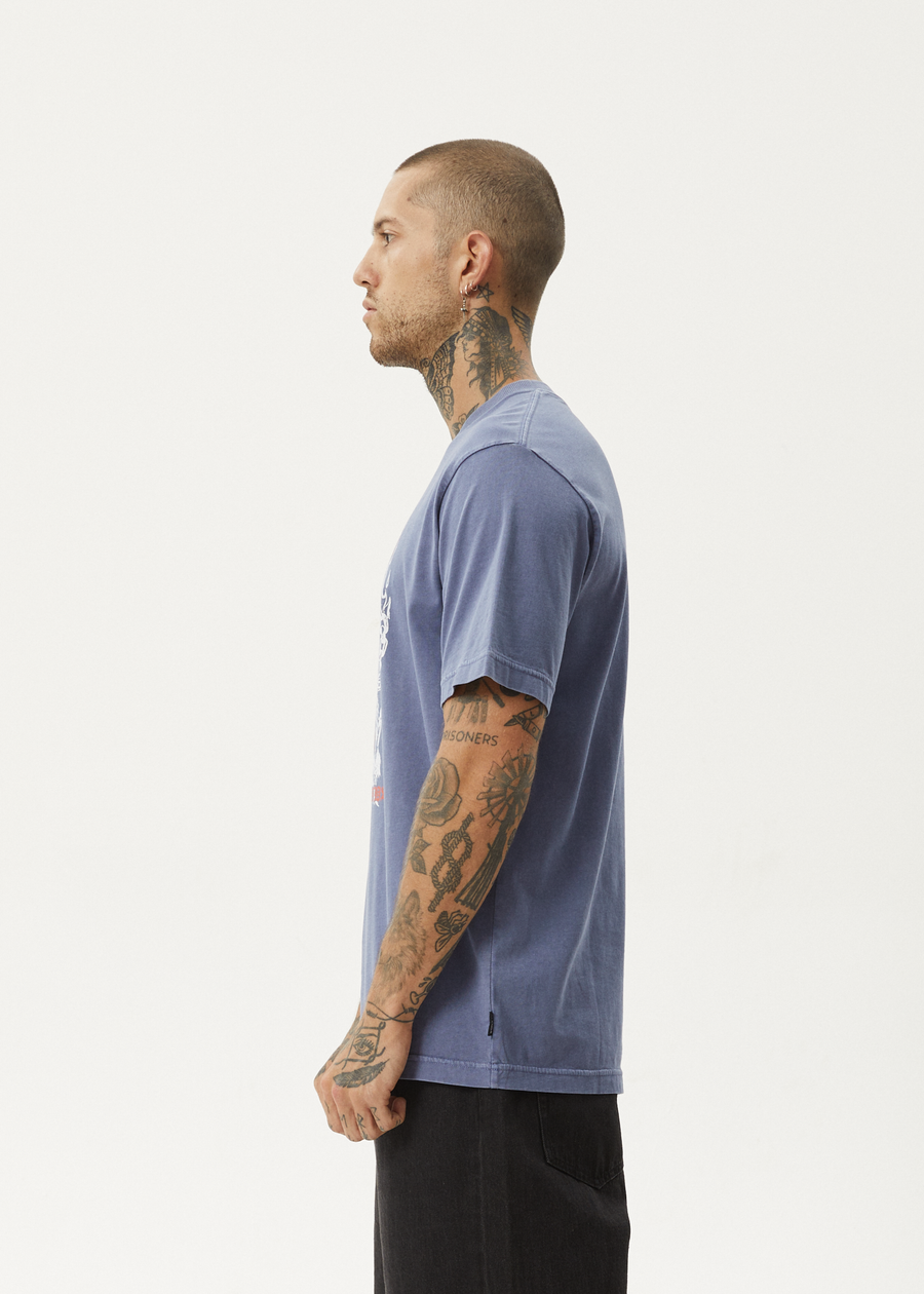 AFENDS Mens Times Up - Retro Tee - Washed Marlin
