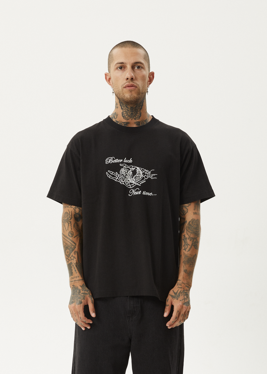 AFENDS Mens Bad Luck - Heavy Boxy Tee - Black
