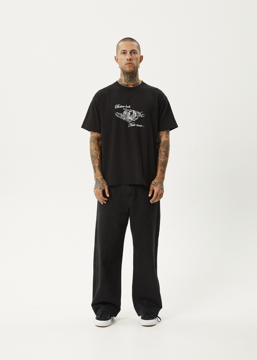 AFENDS Mens Bad Luck - Heavy Boxy Tee - Black