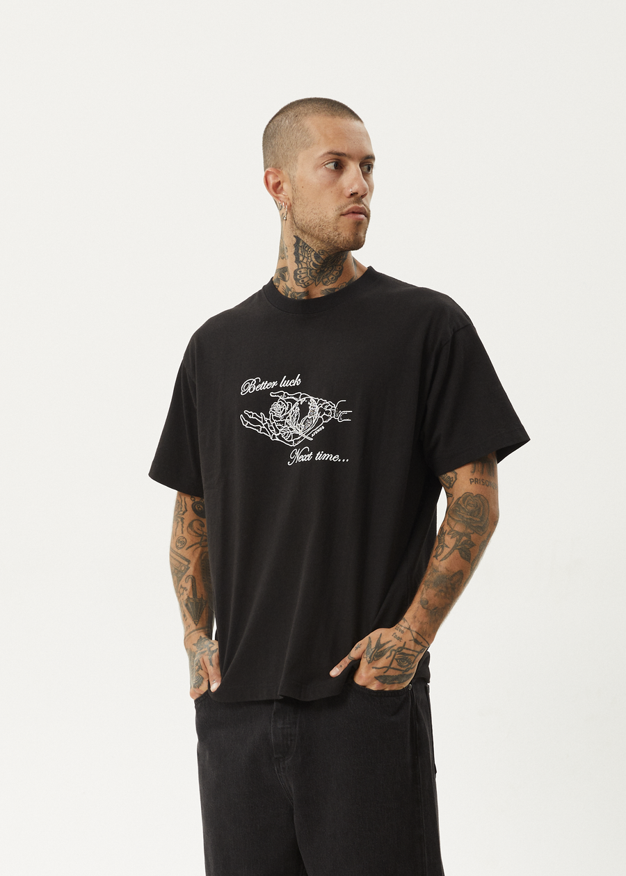 AFENDS Mens Bad Luck - Heavy Boxy Tee - Black
