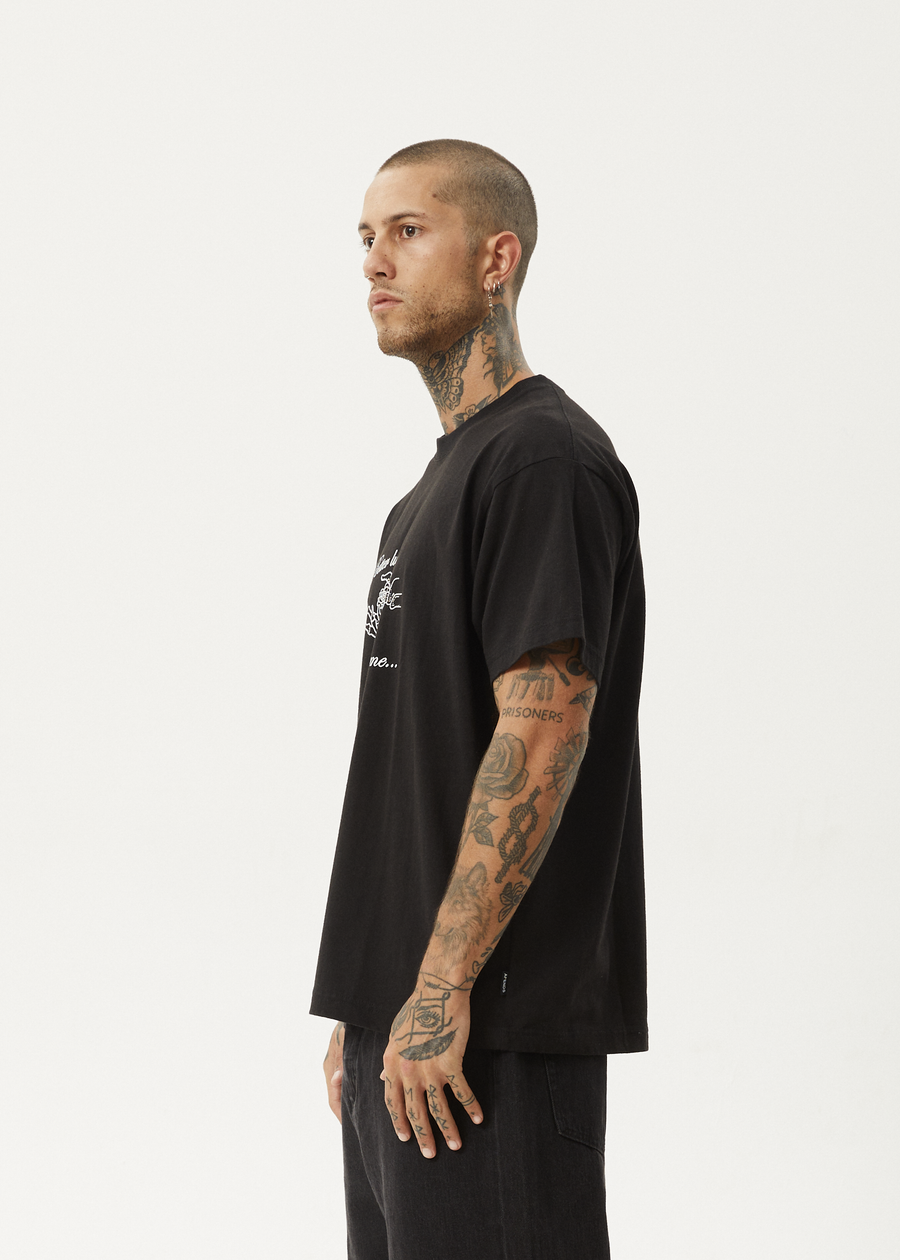 AFENDS Mens Bad Luck - Heavy Boxy Tee - Black
