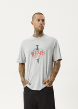 AFENDS Mens Screwed - Retro Tee - Shadow Grey Marle - Afends mens screwed   retro tee   shadow grey marle