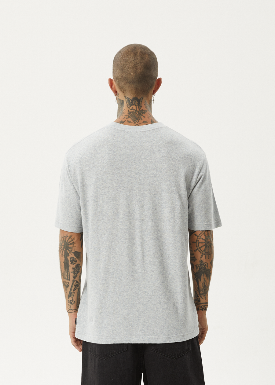 AFENDS Mens Screwed - Retro Tee - Shadow Grey Marle