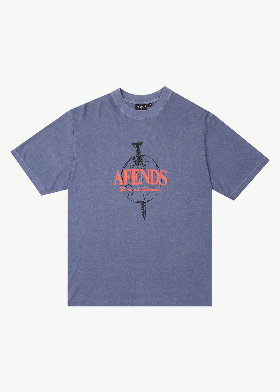 AFENDS Mens Screwed - Retro Tee - Washed Marlin