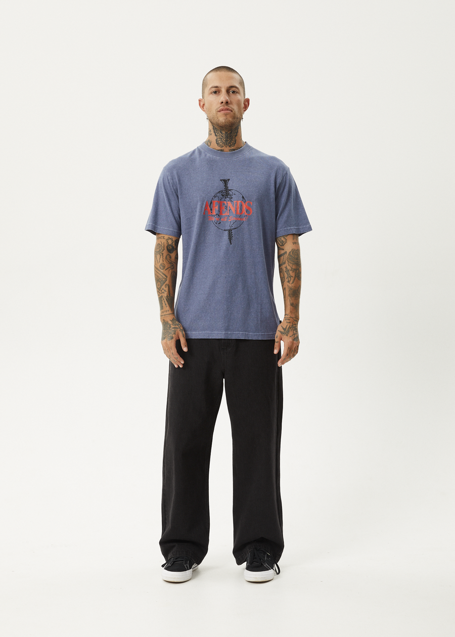 AFENDS Mens Screwed - Retro Tee - Washed Marlin
