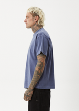 AFENDS Mens Scorched - Heavy Boxy Tee - Washed Marlin - Afends mens scorched   heavy boxy tee   washed marlin