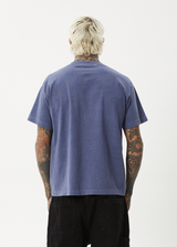 AFENDS Mens Scorched - Heavy Boxy Tee - Washed Marlin - Afends mens scorched   heavy boxy tee   washed marlin