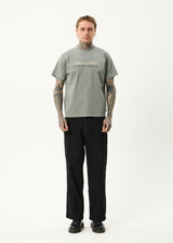 AFENDS Mens Scorched - Heavyweight Boxy Tee - Washed Sycamore - Afends mens scorched   heavyweight boxy tee   washed sycamore