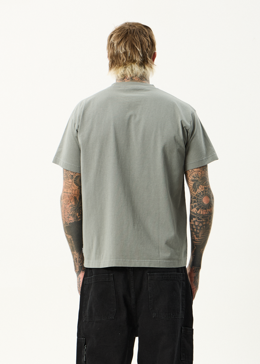 AFENDS Mens Scorched - Heavyweight Boxy Tee - Washed Sycamore