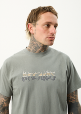 AFENDS Mens Scorched - Heavyweight Boxy Tee - Washed Sycamore - Afends mens scorched   heavyweight boxy tee   washed sycamore