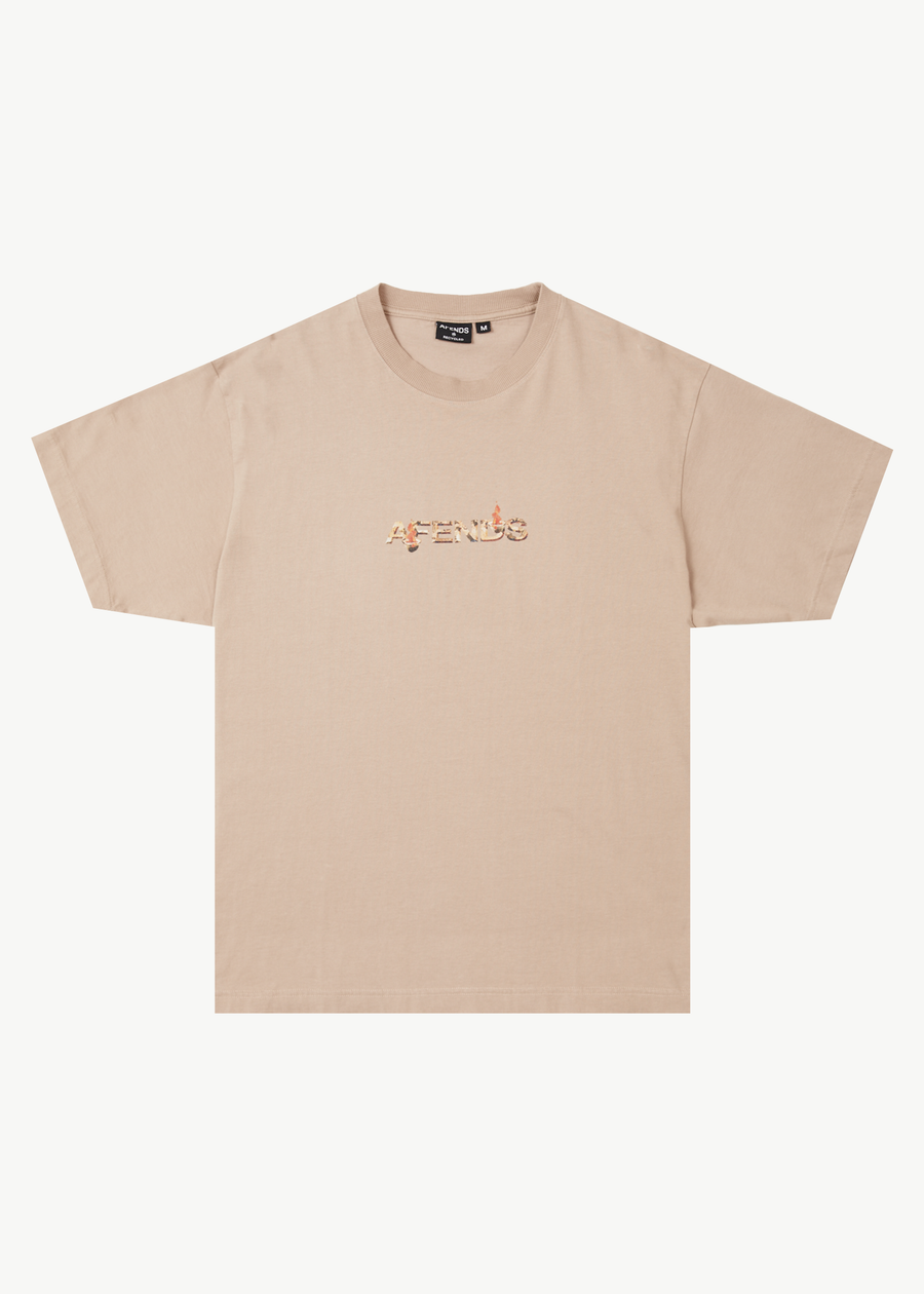 AFENDS Mens Age Old - Boxy Tee - Taupe