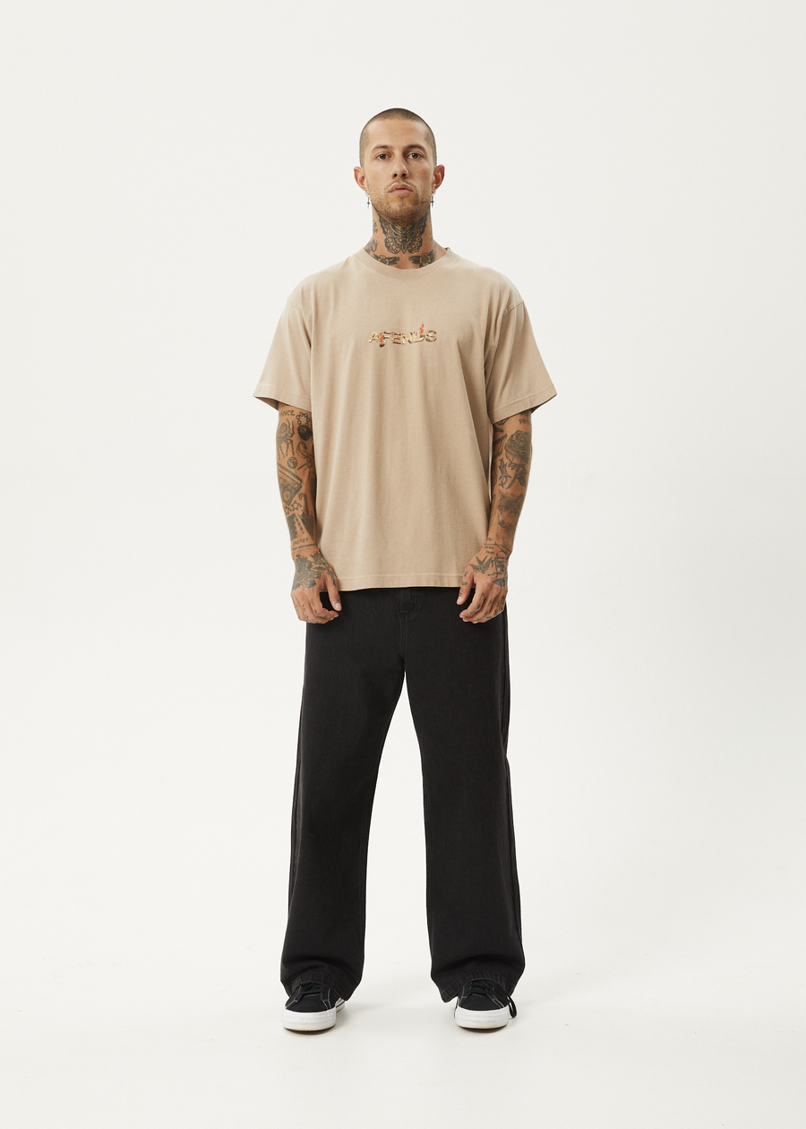 AFENDS Mens Age Old - Boxy Tee - Taupe
