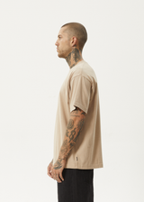 AFENDS Mens Age Old - Boxy Tee - Taupe - Afends mens age old   boxy tee   taupe