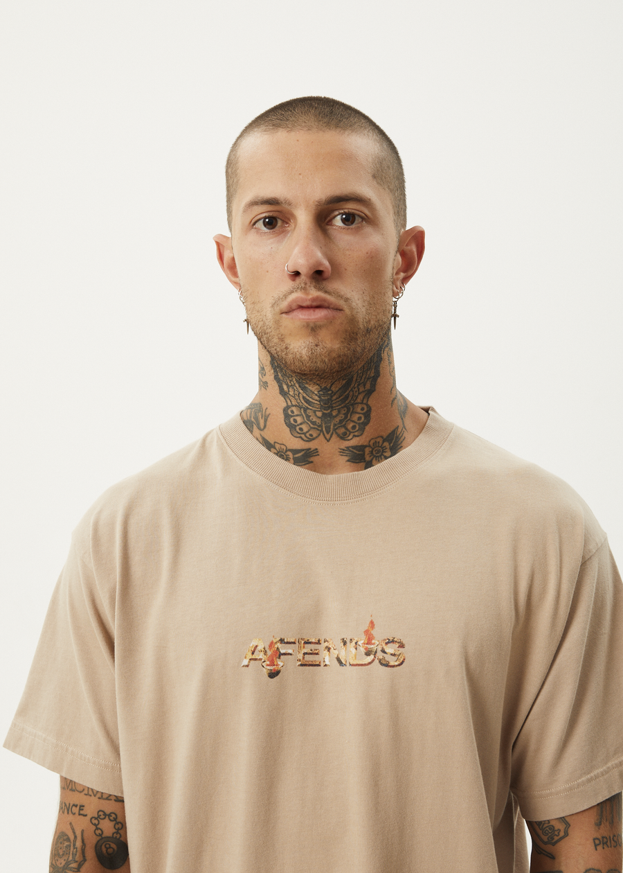 AFENDS Mens Age Old - Boxy Tee - Taupe